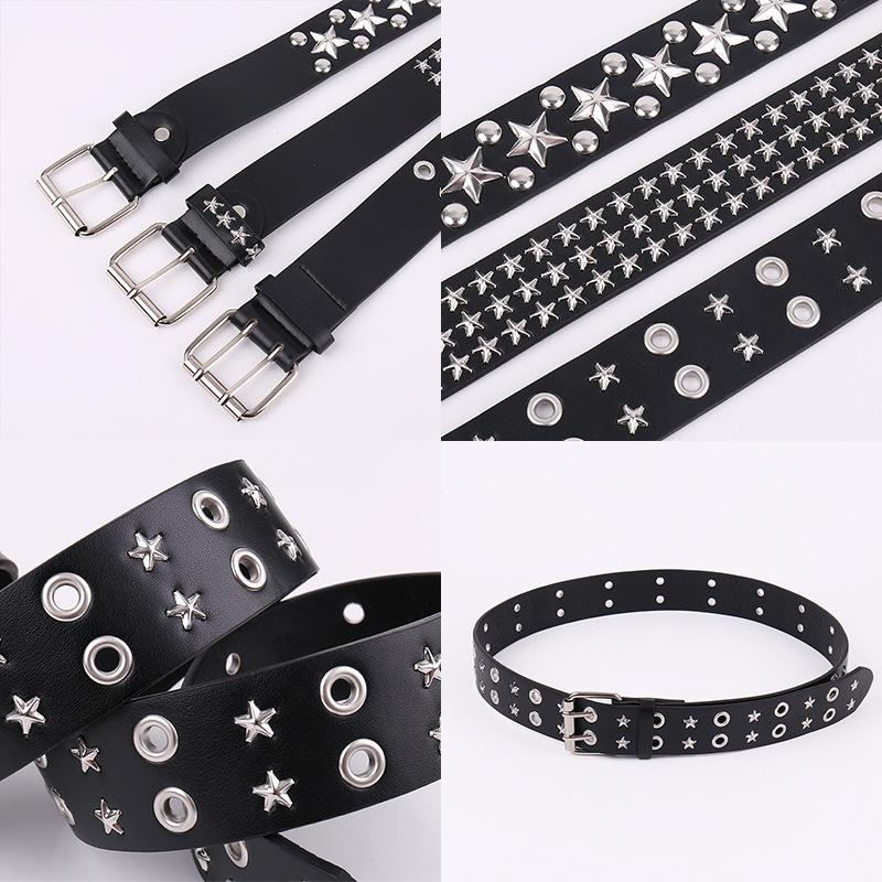 New Y2k Star Punk Rivet Heavy-duty Vintage Casual Fashion Belt - Unisex Dark Leather Belt