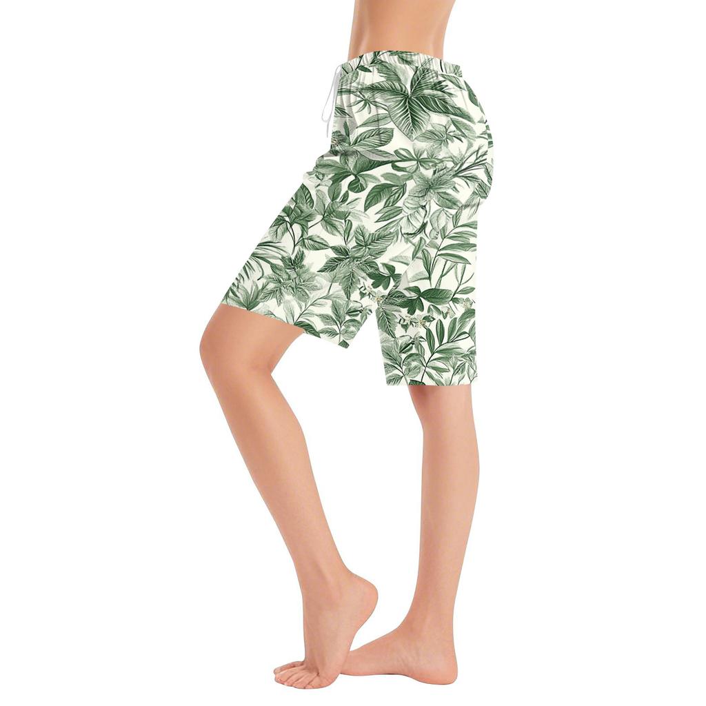 Women Drawstring Waist Hawaiian Floral Print Shorts Relaxed Fit Casual Lightweight Summer Beachwear for Outdoor Activities
