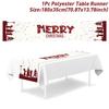 33*183cm Size Christmas Table Runner Polka Dot Cartoon Reindeer Xmas Decorations Reusable Red Linen Dining Table Decoration