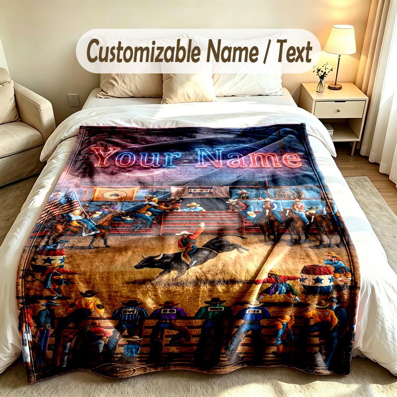 Neon Theme Custom Blanket Personalized Name & Text Customized Soft Warm Throw Blanket Home Decor