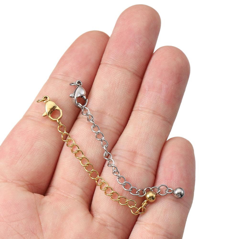 No Fade 10pcs 5pcs Stainless Steel Extension Chain Extended Connector Ball Tail Chain for Bracelet Necklace Jewelry Making DIY