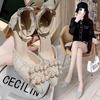 Thick heel fairy style skirt sandals new summer word with pointed high heels female