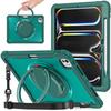 For iPad Pro 11 (2025)/11 (2024) Case Rotary Kickstand PC+TPU+Silicone Cover with Shoulder Strap