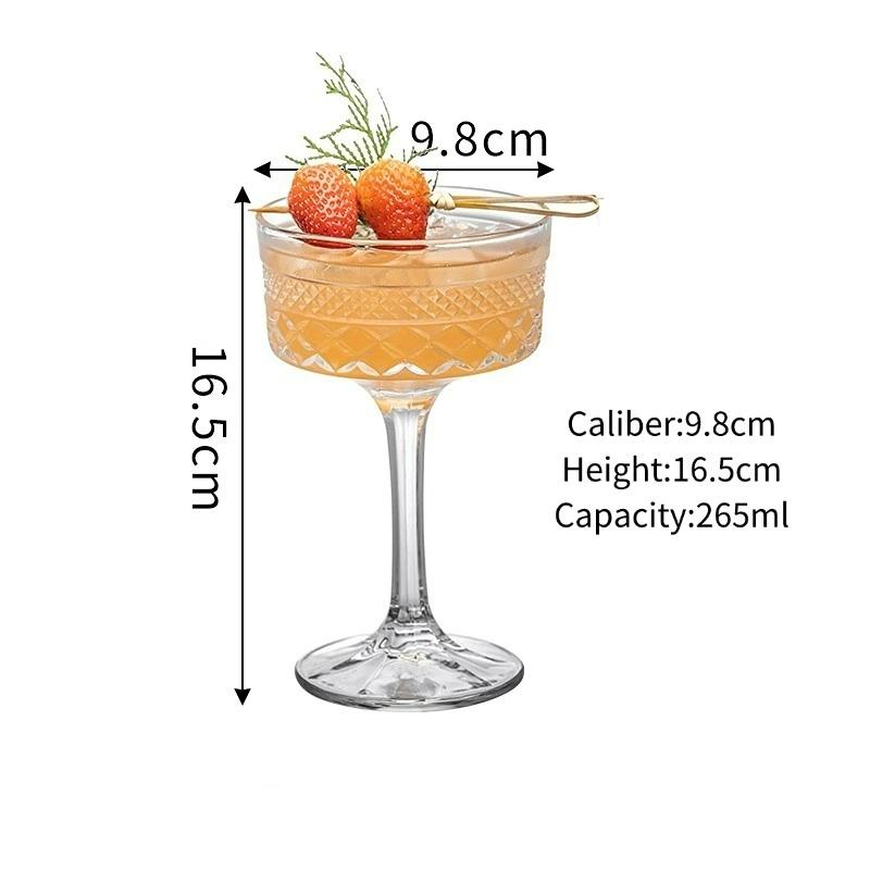 Diamond-shaped Glass Goblet,Creative Cocktail Glasses Cups,Japanese Martini Glass Cup,Carved Champagne Glasses Cup,Bar Tools