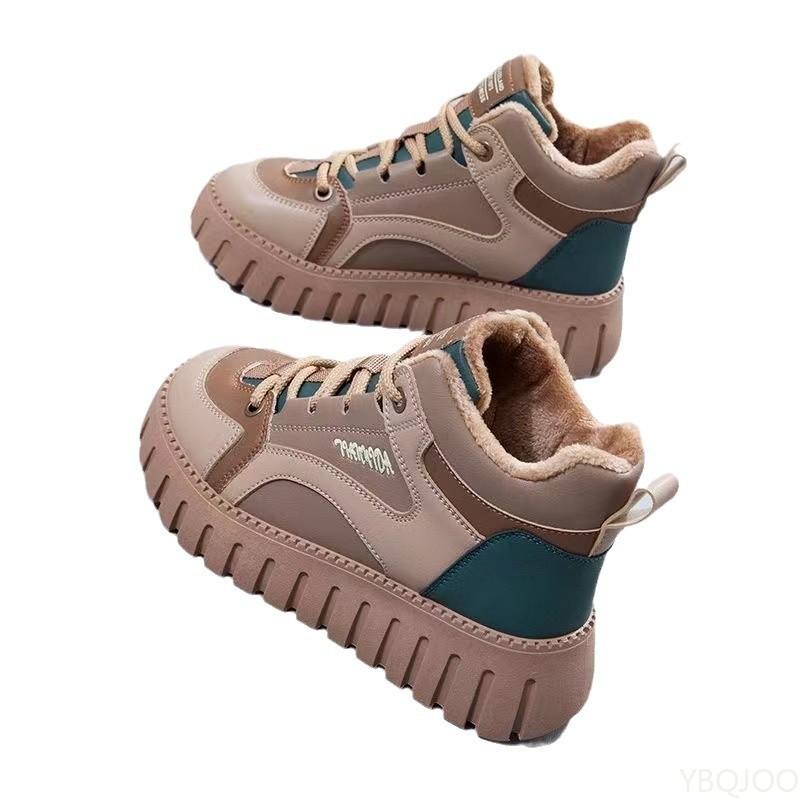 Fashion High cut thick soled casual comfortable cotton shoes lace up snow boots women's winter new fashionable versatile short boots