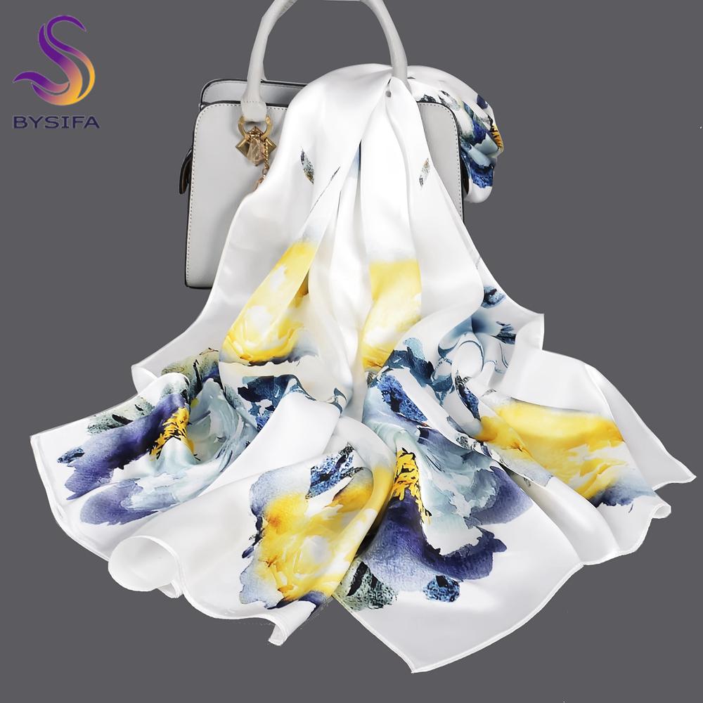 BYSIFA|New Beige Green Silk Scarves Bufanda Fashion Brand Autumn Winter Natural Pure100% Silk Scarf Hijab Shawl Echarpe 170*53cm