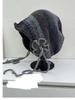 New gentle wind lace-up flower knitted hat women's big head circumference shows face small spring and summer sun protection breathable wool hat