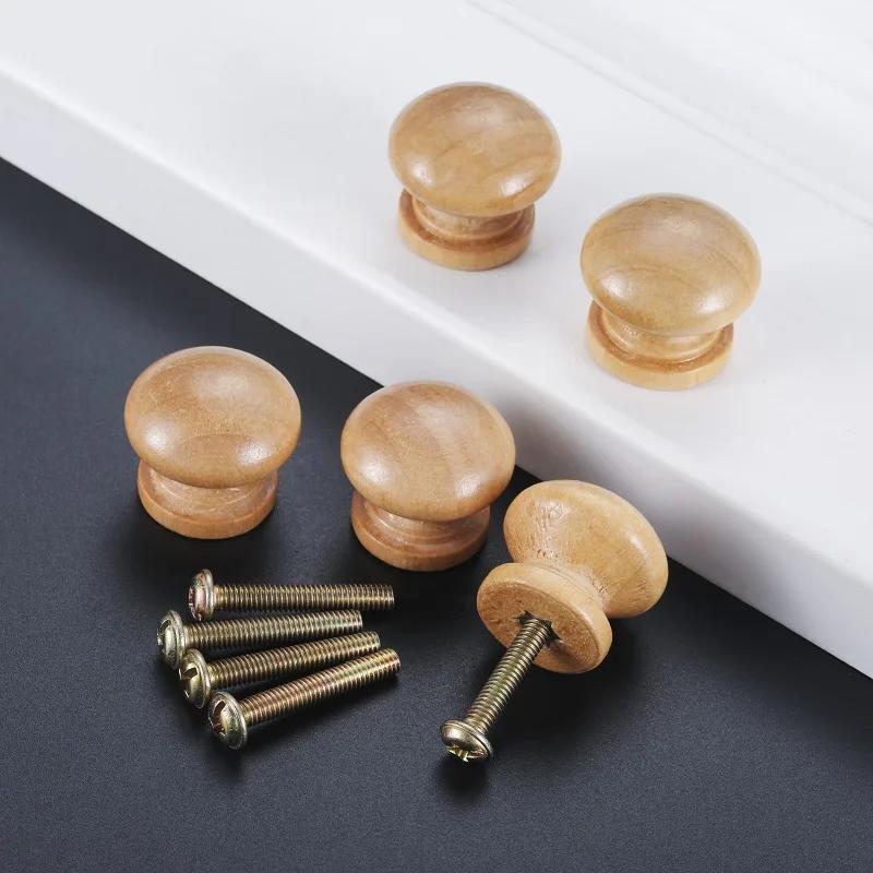 5Pcs Wood Cabinet Mini Pull Knob Round Handles Drawer Knobs for Dresser Wardrobe Door Furniture Hardware Home Decor with Screws