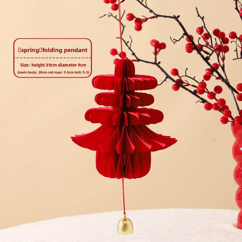 1PC New Year's Decorative Items, Origami Honeycomb Gourd Lantern Holder, Chinese Three-dimensional Spring Pendant