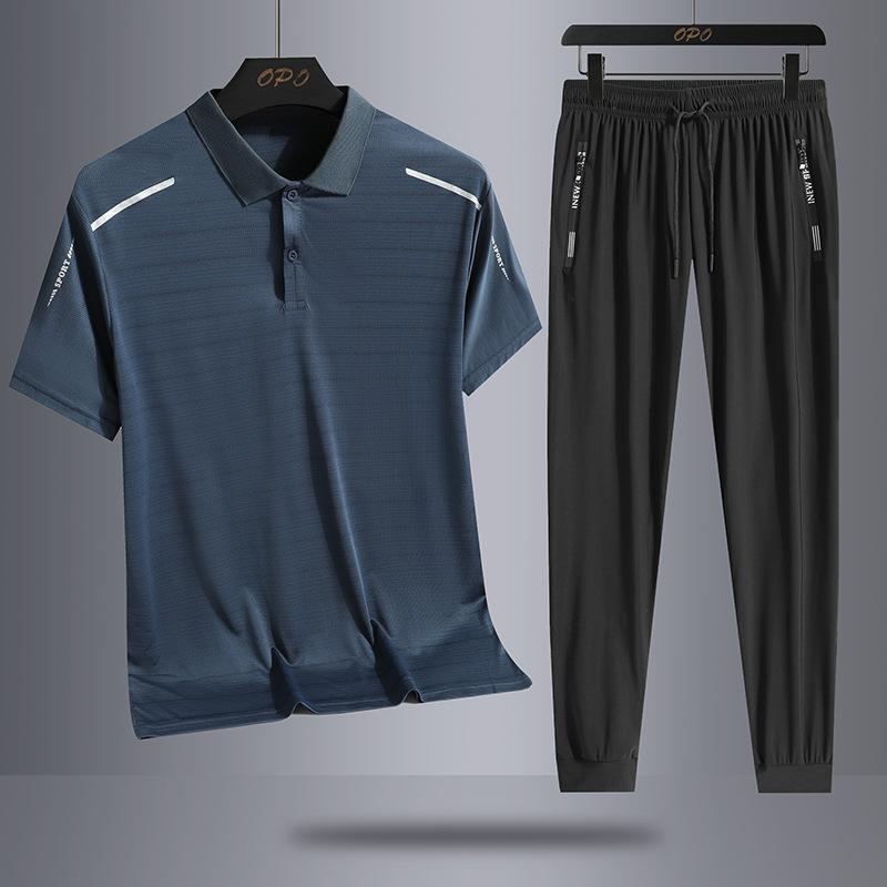 T-shirt z krótkim rękawem, spodenki Ice Polo Zestaw dwuczęściowy Letni męski zestaw dwuczęściowy