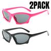 2PCS Sports Sunglasses Women Y2K Trends Punk Sun Glasses Men Retro 2000's Luxury Brand One Piece Special-Shaped