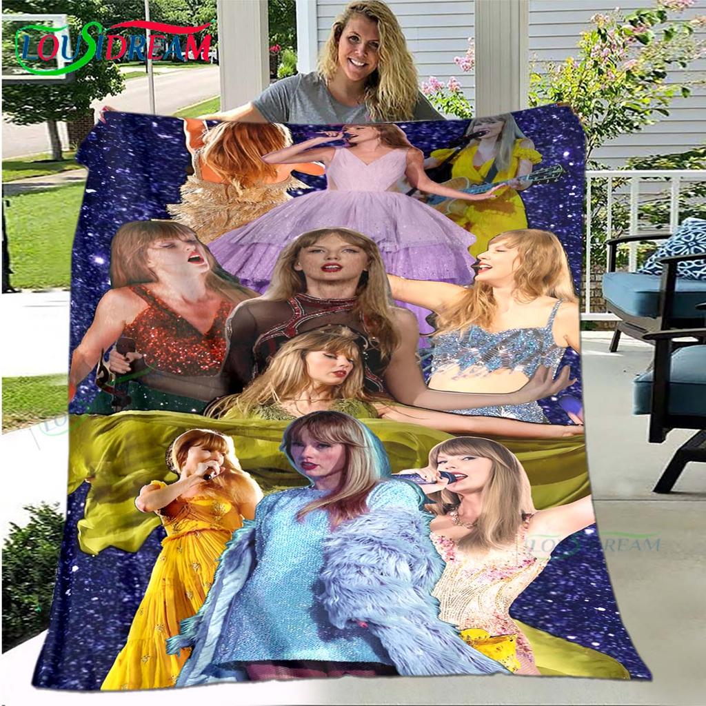 Hot Pop Female Diva Singer Pattern Blanket Flannel Thin Blanket Portable Home Travel Office Lunch Break Blanket Birthday Gift