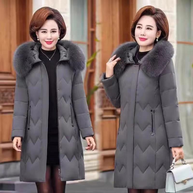 White Duck Down Down Jacket Medium To Long Suitable for Middle-aged and Elderly Mothers Warm Jacket