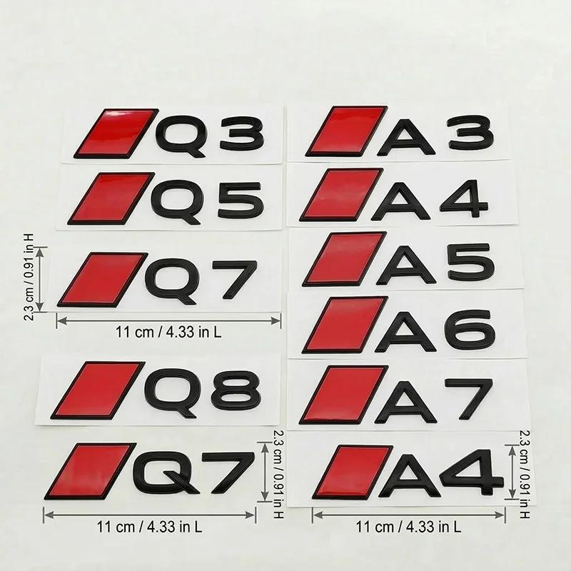 2026 Hot ABS 3D Black Red Car Rear Emblem Badge Sticker For qaz1 A3 A4 A5 A6 A7 A8 Q3 Q5 Q7 Q8 Trunk Logo Auto Styling Accessories