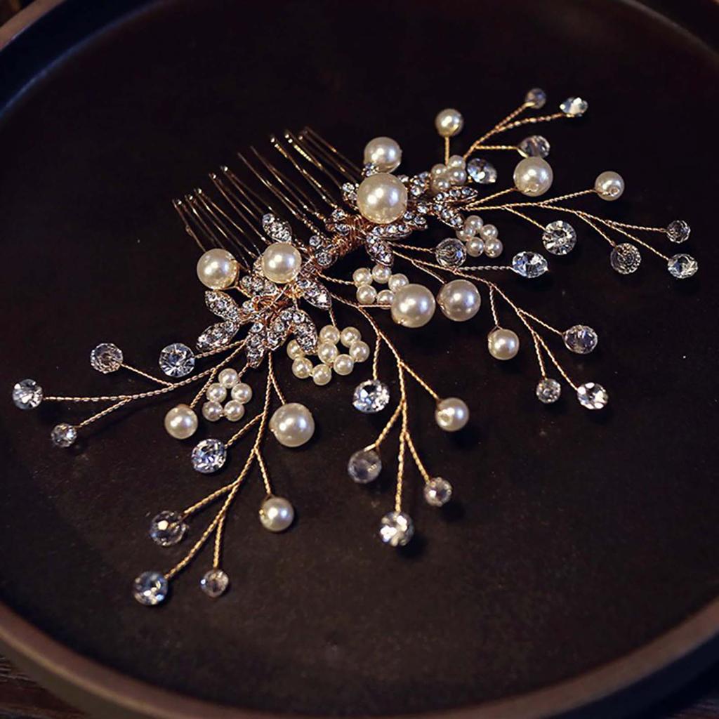Elegant Women's Hairpin Gold Silver Leaf Pearl Hair Comb Korean Style Jewelry Wedding Hair Accessories For Girls New Year Gifts