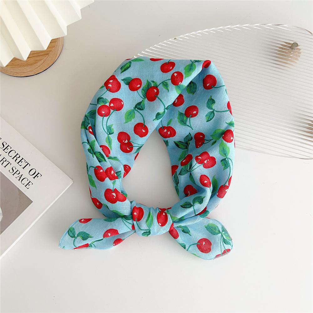 Cotton And Linen Small Square Scarf Silk Scarf Women'S Spring And Autumn New Style Artistic And Versatile Fashionable Temperament Headband Scarf