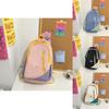 Simple Color Blocked Letter Decor Student Casual Backpack For School Daily Use