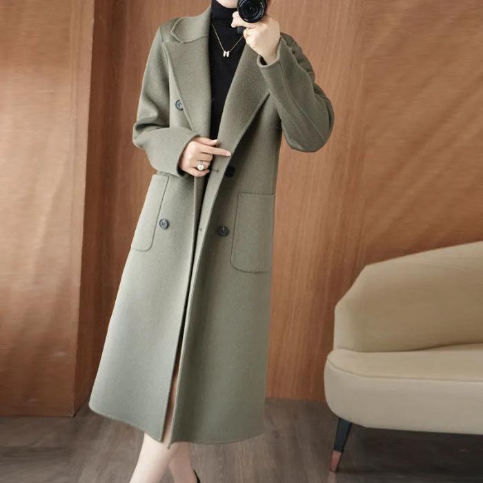 2025 Autumn/Winter Women s Mid-Length Wool Coat - Elegant, High-End Slimming Style L серый