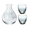 Otsukaglass Sake Glass Set: Includes Glass Sake Carafe (approx. 270ml), Glass Cup (approx. 100ml), and Two Other Glasses. 3-piece Set. (47T222-SET)