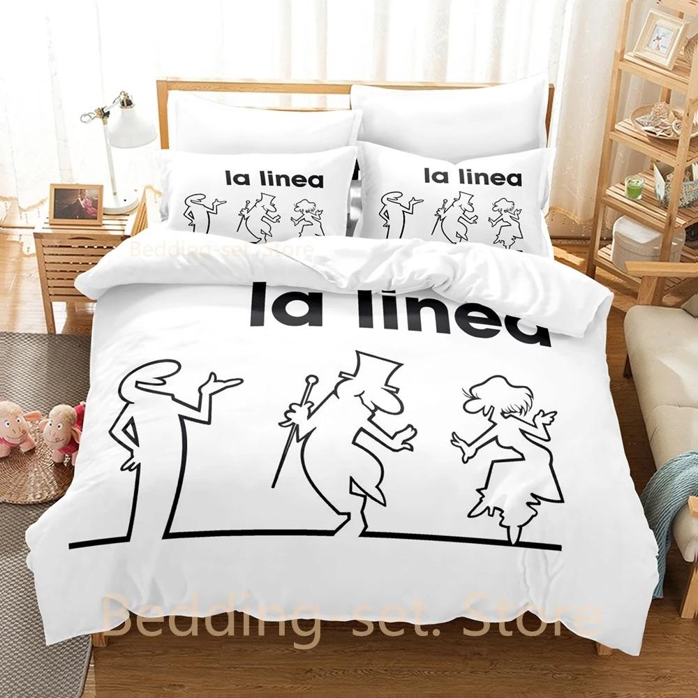 La Linea The Line Osvaldo Cavandoli Povlečení Jednolůžkové Twin Full Queen King Size Ložní souprava Dospělý Dítě Ložnice Sady povlaků na přikrývky Anime