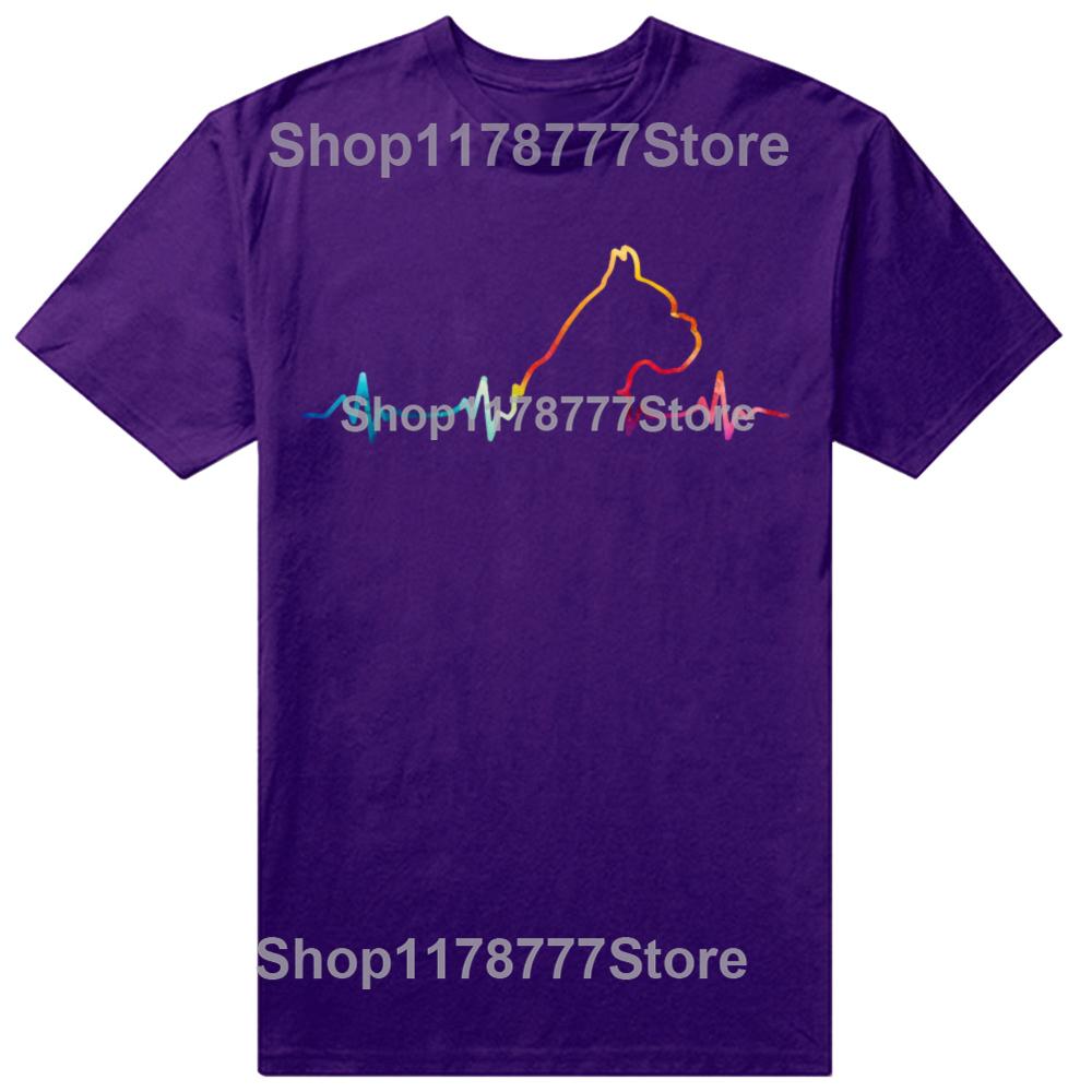 Funny Boxer Dog Heartbeat Graphic Tshirts Men Womens Fashion Casual Tshirt 100 Cotton Loose Oversized Pet Dad T Shirt