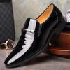 Classic PU Patent Leather Shoes for Men Casual Business Shoes Slip-on Formal Office Work Shoes for Male Party Wedding Oxfords