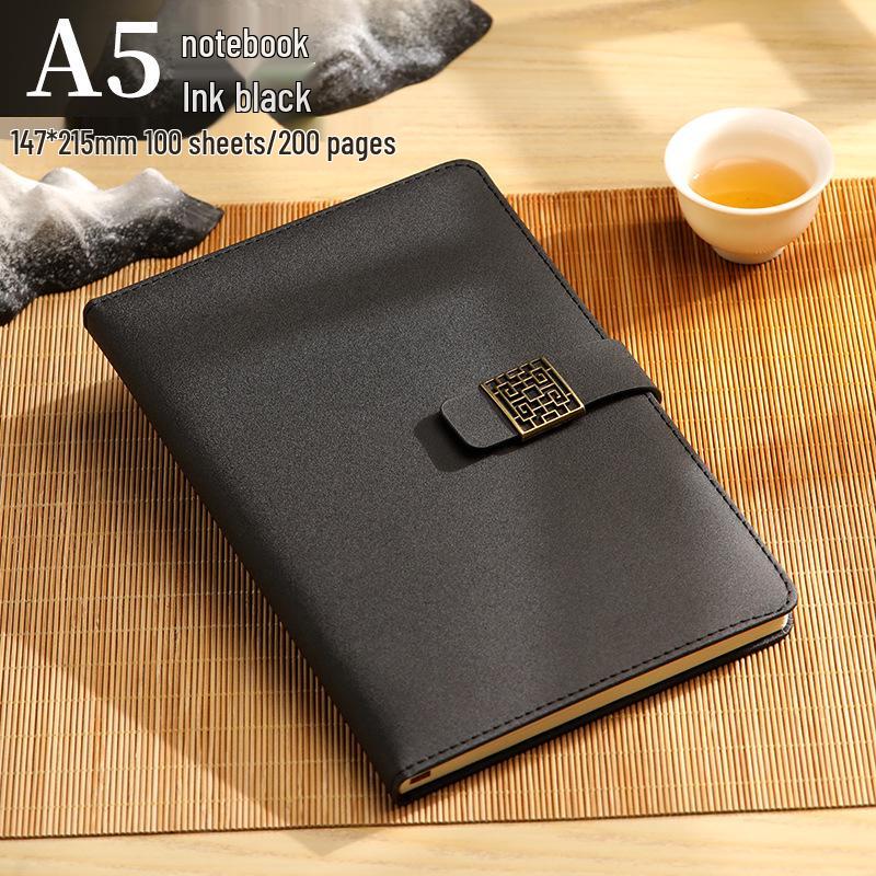 Buckle A5 Notebook Set: Premium Business Diary Gift Box for Corporate Events and Meetings чёрный