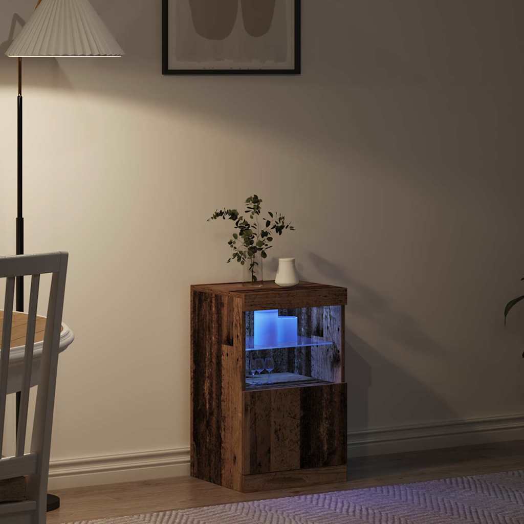 LED Sideboard Reclaimed Wood 41 x 37 x 67 cm Engineered Wood