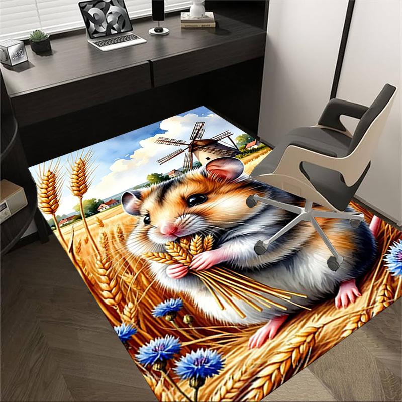 

1PC Hamster, Wheat Extra Large Non Slip Floor carpet, Office, family, bedroom, Studio Large Area Rug Indoor Rugs, Vibrant Colors 60cm by 90cm