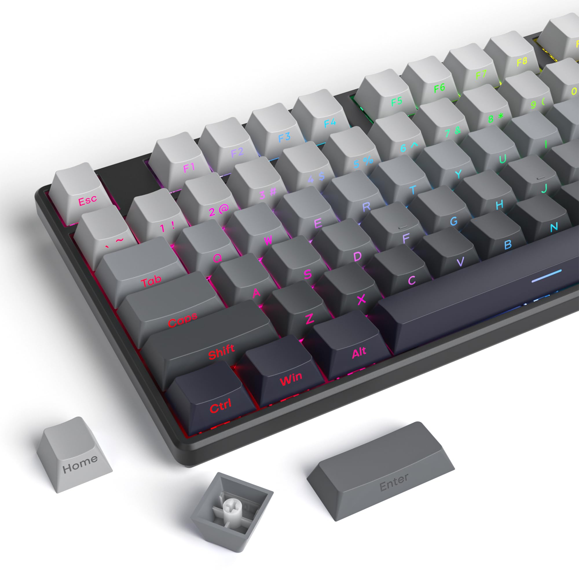 

135 Key Side Print PBT Gradient Keycaps 75 Cherry Profile Minimalist Style Custom Keyboard Keycaps for Mechanical Keyboards Percent, Shine-Through