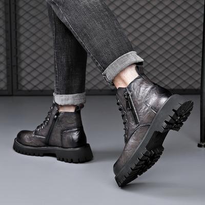 Men's Short Boots 2026 Autumn/Winter Boots Men's British Style Versatile High Top Leather Shoes Workwear Snow Leather Boots