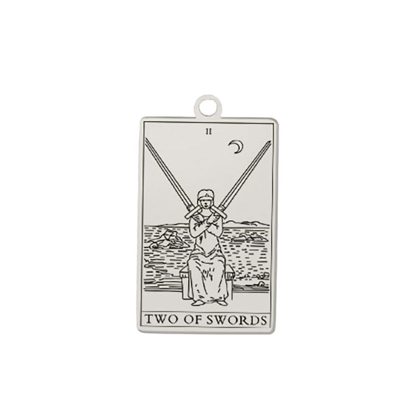 Dawapara Tarot Card Pendant Suit of Swords Minor Arcana Amulet Stainless Steel Charms for Jewelry Making DIY Accessories