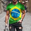 Brasilianische Flagge 3D-Druck Sport Schnelltrocknend Atmungsaktiv Herren Damen T-Shirt Outdoor Straßenfußball Trikot Team Club Fan Kurzarm