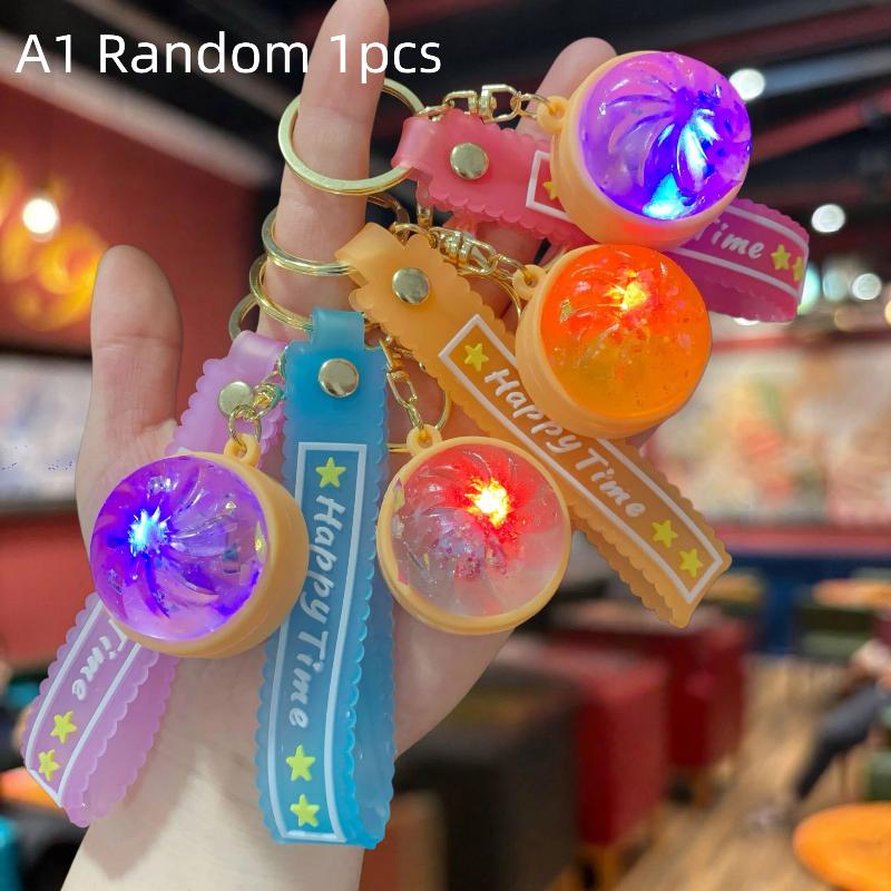 1 Pcs Glowing Keyboard Keychain Funny Dumpling Fidget Pendant Sensory Stress Relief Keyring For Party Favors