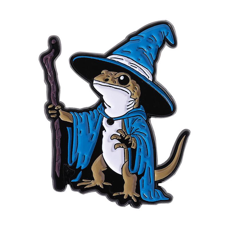 

Cartoon Blue Robe Lizard Mage Brooch - Cute Animal Alloy Clothing Accessory Badge