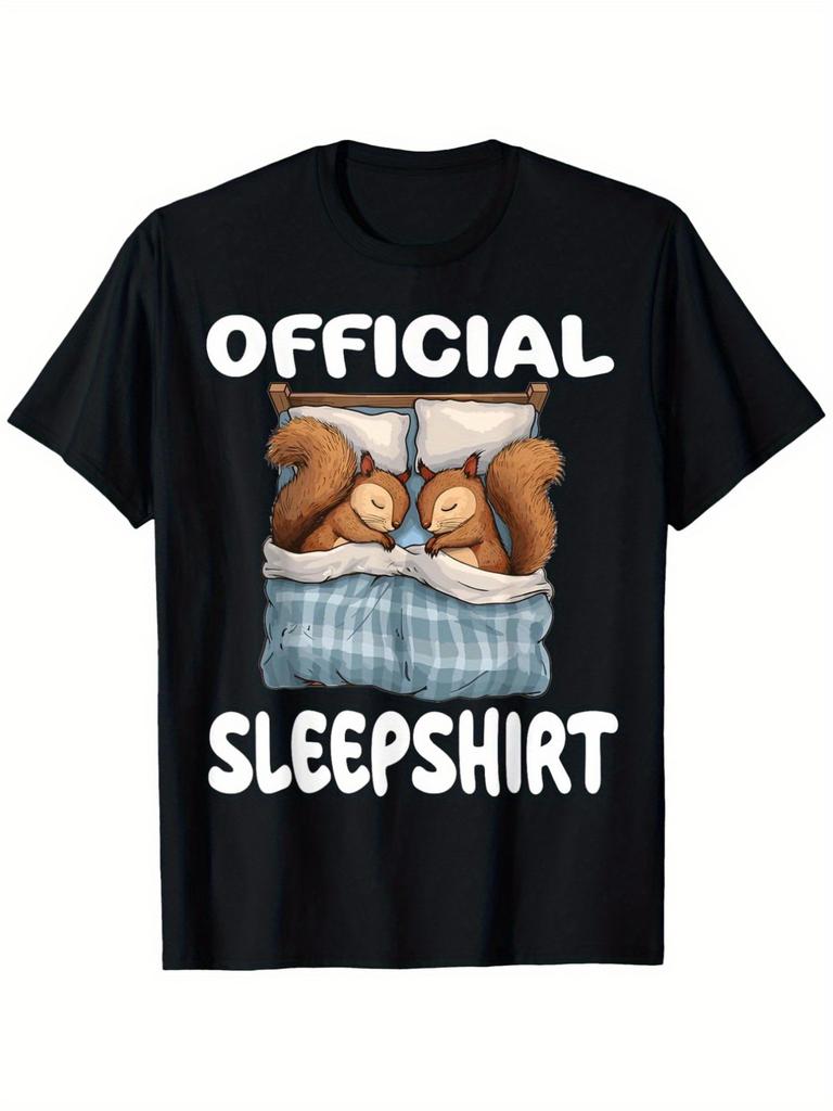 Men'S Fun Dormouse Pattern Shirt - Official Sleep Shirt Design, Soft And Breathable Casual Streetwear (Black). Washable Summer Top for Gym, Featuring