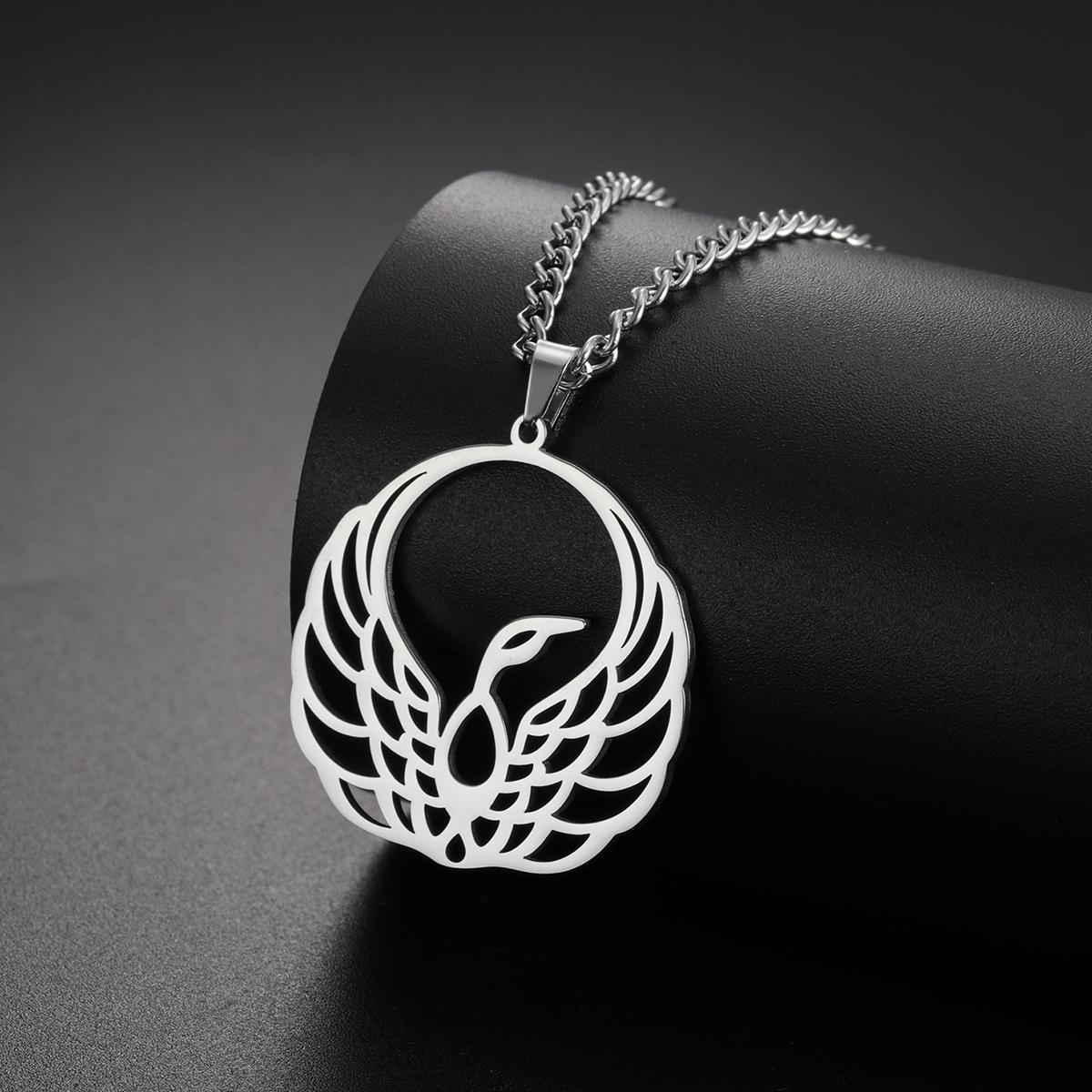 

LIKGREAT Hollow Phoenix Pendant Necklace Stainless Steel Charm Geometric Animal Bird Chain Choker Jewelry Fashion Creative Gifts