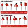 12-Piece Set Of 6-Handle 1/4-Handle Red Woodworking Milling Cutter Set, Trimming Machine Cutter Head, Bakelite Milling, Engraving Machine Cutter