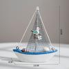 Mediterranean Style Sailing Boat Model Handmade Nautical Decor Miniature Sailboat  Party Decoration