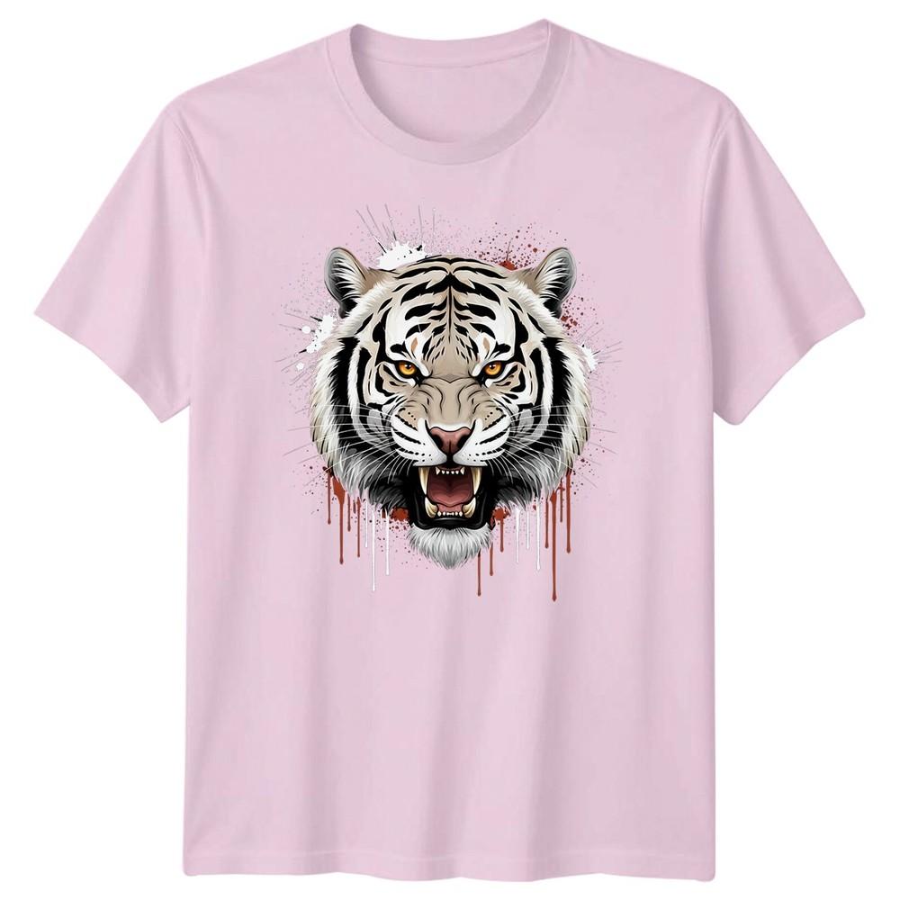 White Tiger Head Big Cats Animals Unisexs Tshirt Roaring Graphic Tee