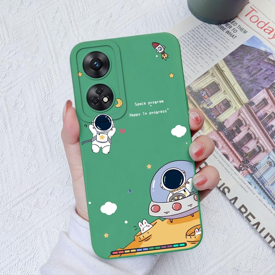 Phone Case For OPPO Reno 8T 4G 5G 8Z 8Lite Cover Cartoon Camera Protection Liquid Silicone Bumper For OPPO Reno8 T Fundas Gift