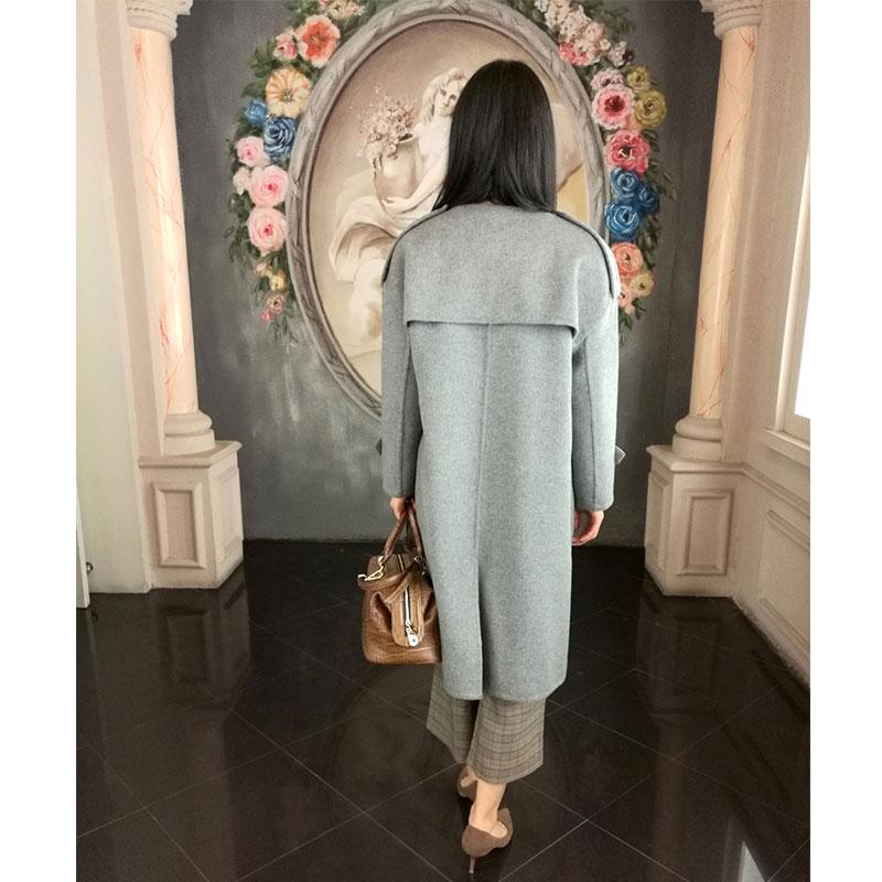 Ručně vyrobený dlouhý zimní kašmírový kabát Dámská vlněná bunda svrchní oblečení Trench Overcoat