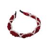 Vintage French Red Velvet Pearl Bow Headband Hair Band For Womans Girl Sweet Temperament Hair Hoop New Year's Headband Headdress