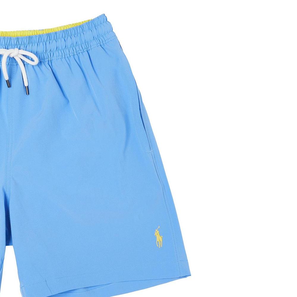 Polo Ralph Lauren Solid Color Pony Embroidered Elastic Waist Drawstring Casual Shorts Men shorts Light-Blue 710905989-001