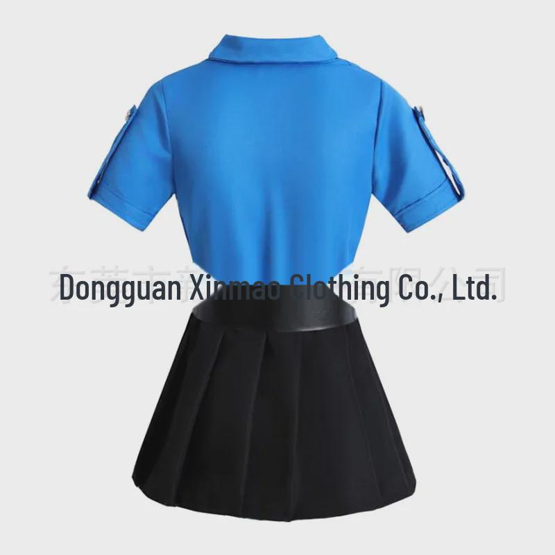 Girls' Cute Police Officer Dress with Hat - Blue Campus Performance Costume