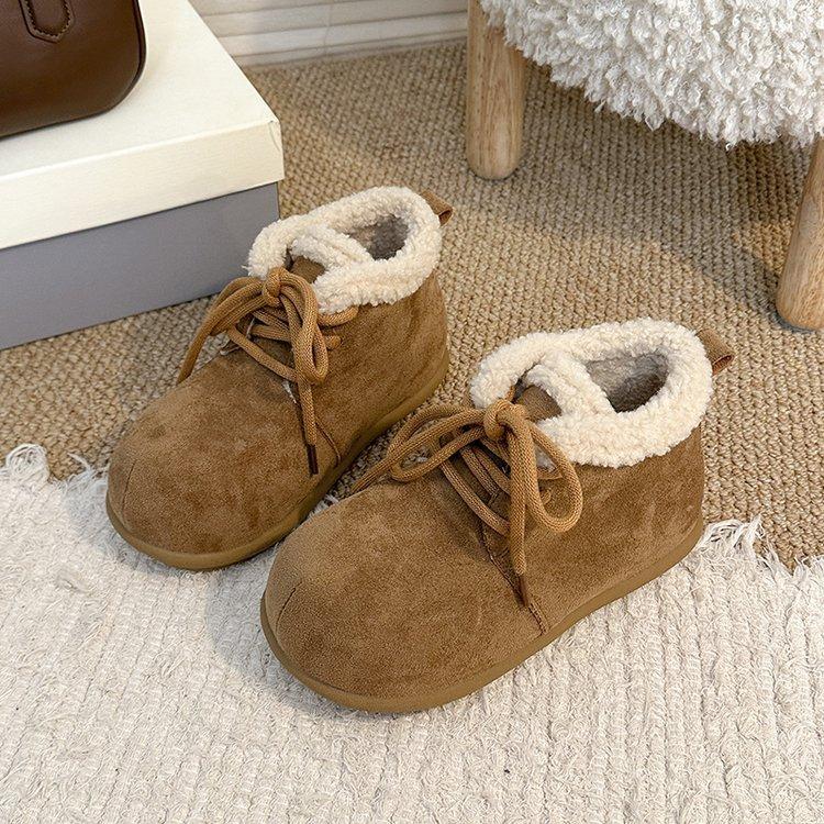 

Милые зимние сапоги на скрытой платформе для женщин 2025 зима новые плюшевые сапожки для лица пушистые теплые хлопковые ботинки короткие сапоги для женщин 40