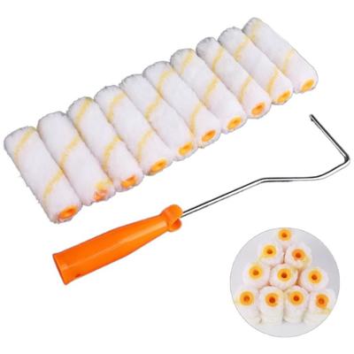 11pcs/set Polyester Blend Paint Roller Kit Roller Bracket Mini Thumb Roller Core Mini Paint Roller Sponge Paint Roller