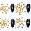 Gold Nail Art Legierung Nieten Meer 3D Dekorationen Muschel Stern Federn Charm Metallrahmen Nieten Nagel Pailletten