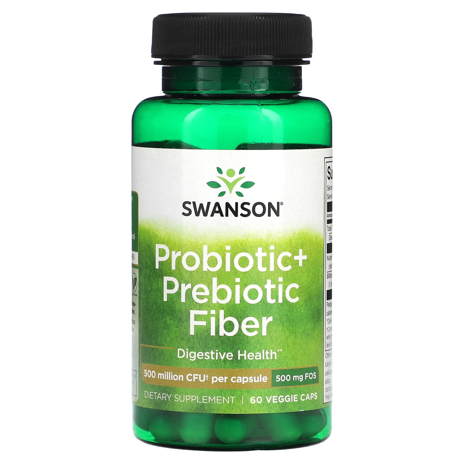 

Swanson, probiotic + prebiotic fiber, 500 million CFU, 60 veggie capsules