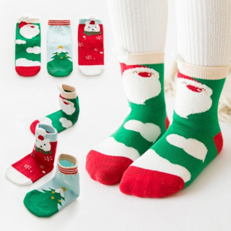 3Pairs/lot Christmas Baby Boy Socks Winter Fashion Socks Santa Claus Elk Cotton Snowman Infant Girl Socks Autumn Kids Sock
